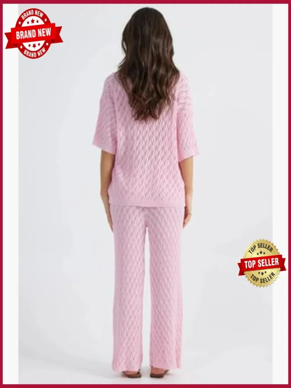 Women's Button Front Short Sleeve Top & Wide Leg Pants Lounge Set Matching 2